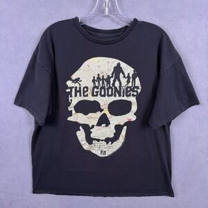 The Goonies Graphic T-Shirt Mens XL Black Movie Promo Skull Map Sloth